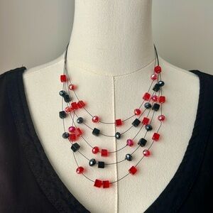 Red and Black Beaded Necklace